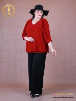 شومیز آستین پلیسه حریر ساده سایزبزرگ
