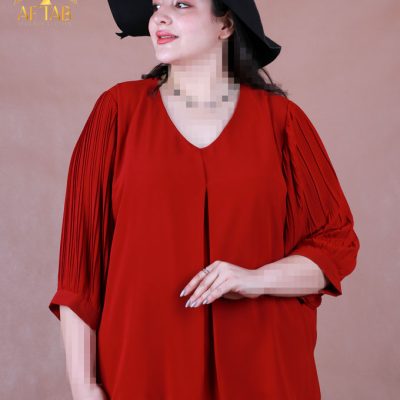 شومیز آستین پلیسه حریر ساده سایزبزرگ