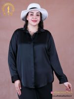 شومیز ساتن دکمه مخفی سایزبزرگ