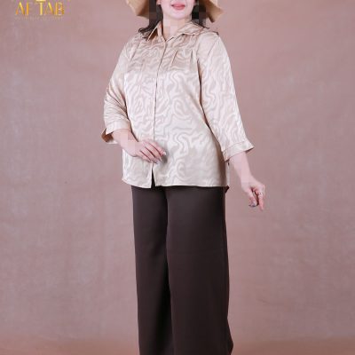 شومیز ساتن طرحدار پیله سایزبزرگ