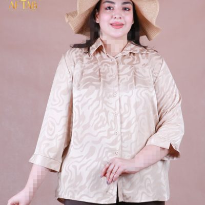 شومیز ساتن طرحدار پیله سایزبزرگ