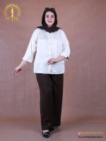 شومیز ساتن طرحدار پیله سایزبزرگ