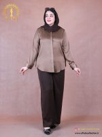 شومیز ساتن دکمه مخفی سایزبزرگ