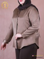شومیز ساتن دکمه مخفی سایزبزرگ