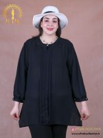 شومیز حریر جلو پیلی بلند سایزبزرگ