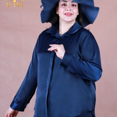 شومیز ساتن دکمه مخفی سایزبزرگ