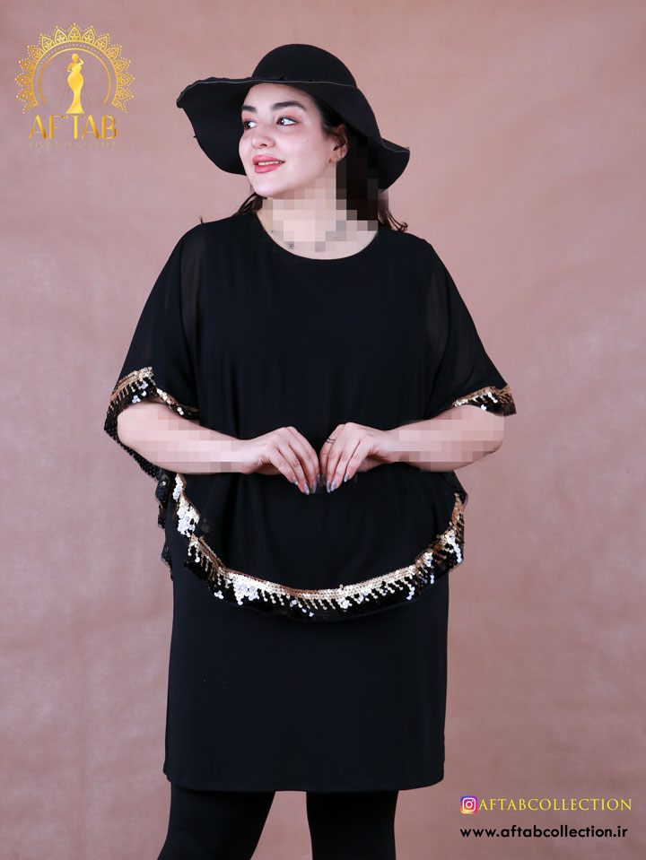 پیراهن مجلسی پولک شنلی سایزبزرگ