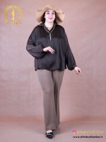 شومیز یقه شکاری نوار نگینی سایزبزرگ