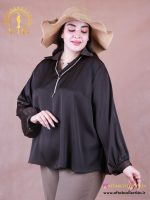 شومیز یقه شکاری نوار نگینی سایزبزرگ