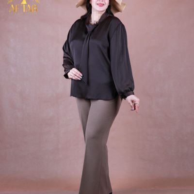 شومز ساتن یقه کراواتی سایزبزرگ