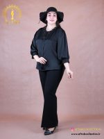 شومیز ساتن یقه گیپور سایزبزرگ