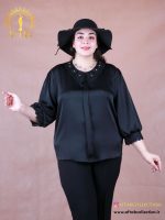 شومیز ساتن یقه گیپور سایزبزرگ
