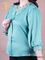 شومیز ساتن یقه گیپور سایزبزرگ