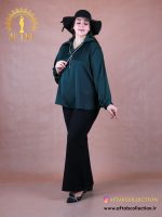 شومیز یقه شکاری نوار نگینی سایزبزرگ