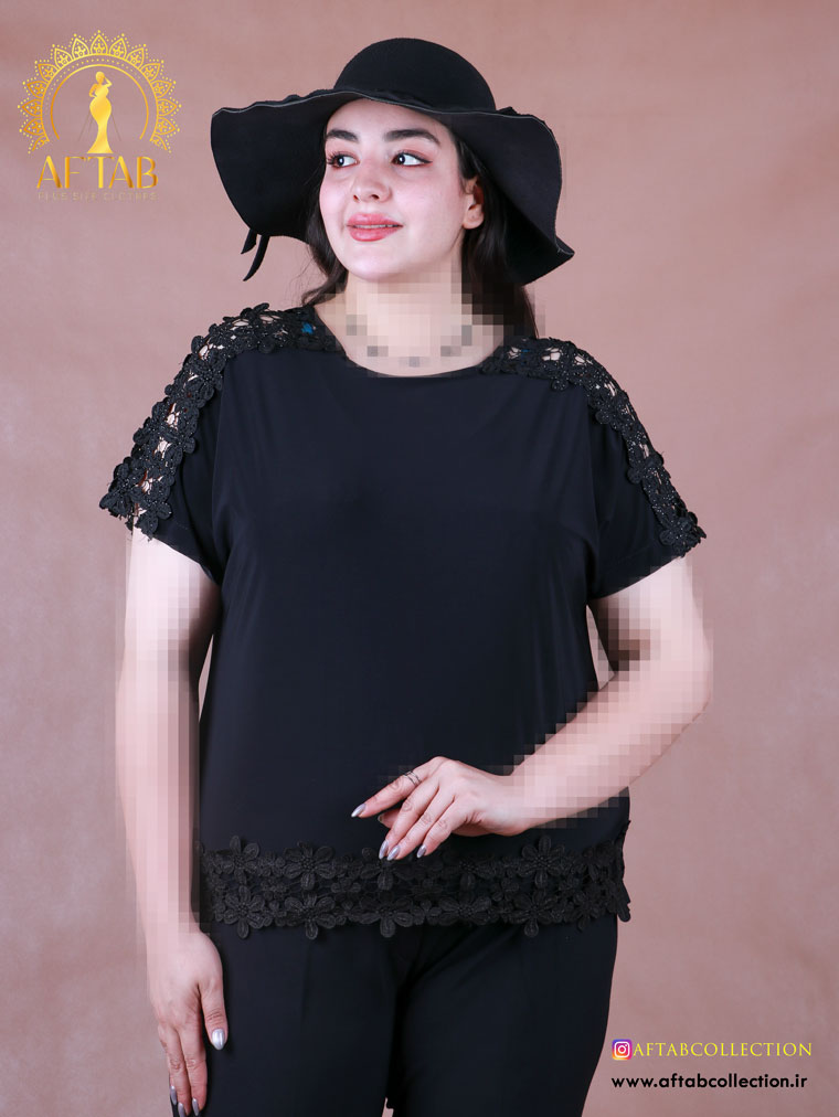 شومیز جودون سرشانه گیپور گل سایزبزرگ