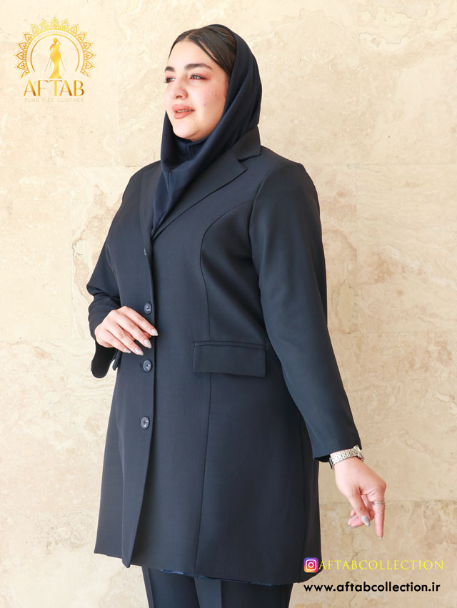 ست مانتو و شلوار اداری یقه انگلیسی سایزبزرگ