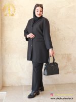 ست مانتو و شلوار اداری یقه انگلیسی سایزبزرگ