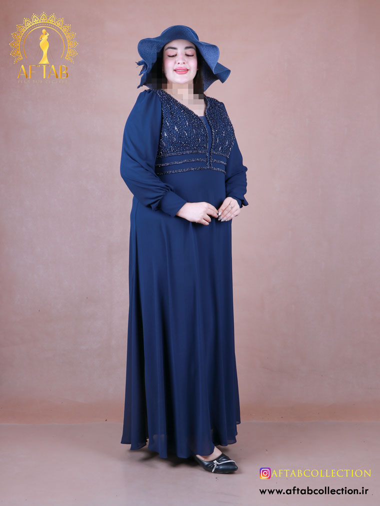 پیراهن مجلسی حریر کریستالی سایزبزرگ