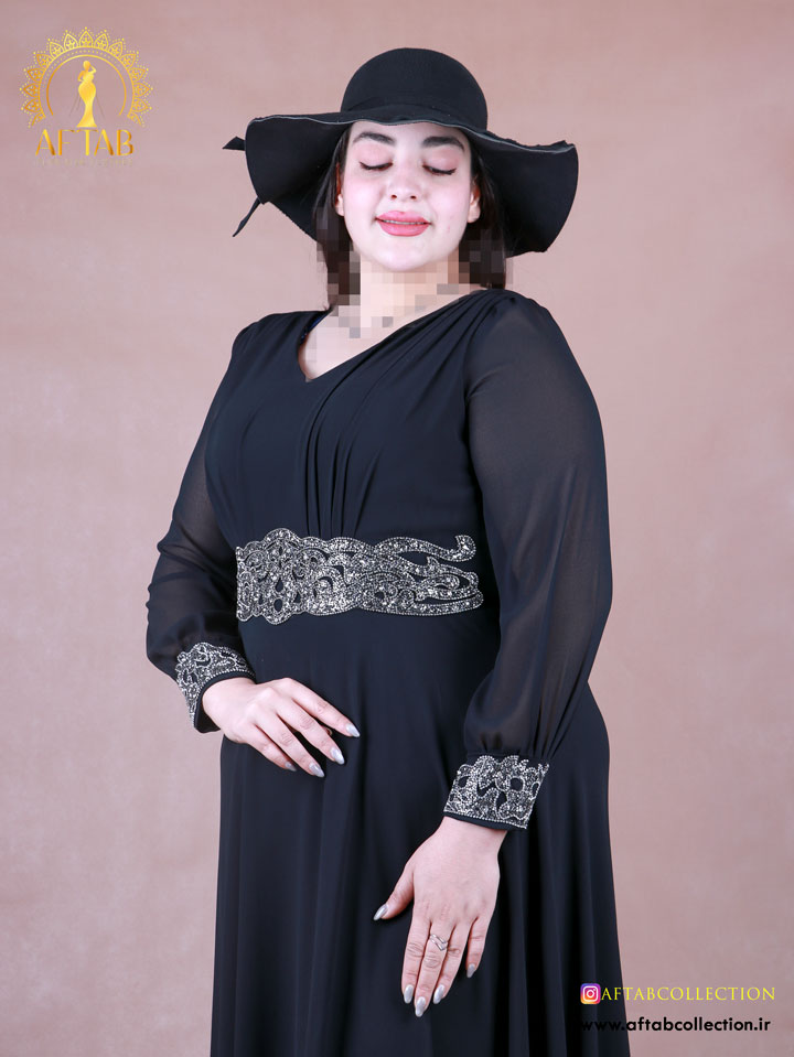 پیراهن مجلسی کمردار پیله سایزبزرگ
