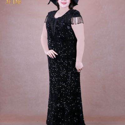 پیراهن مجلسی مخمل پولک دو تیکه سایزبزرگ