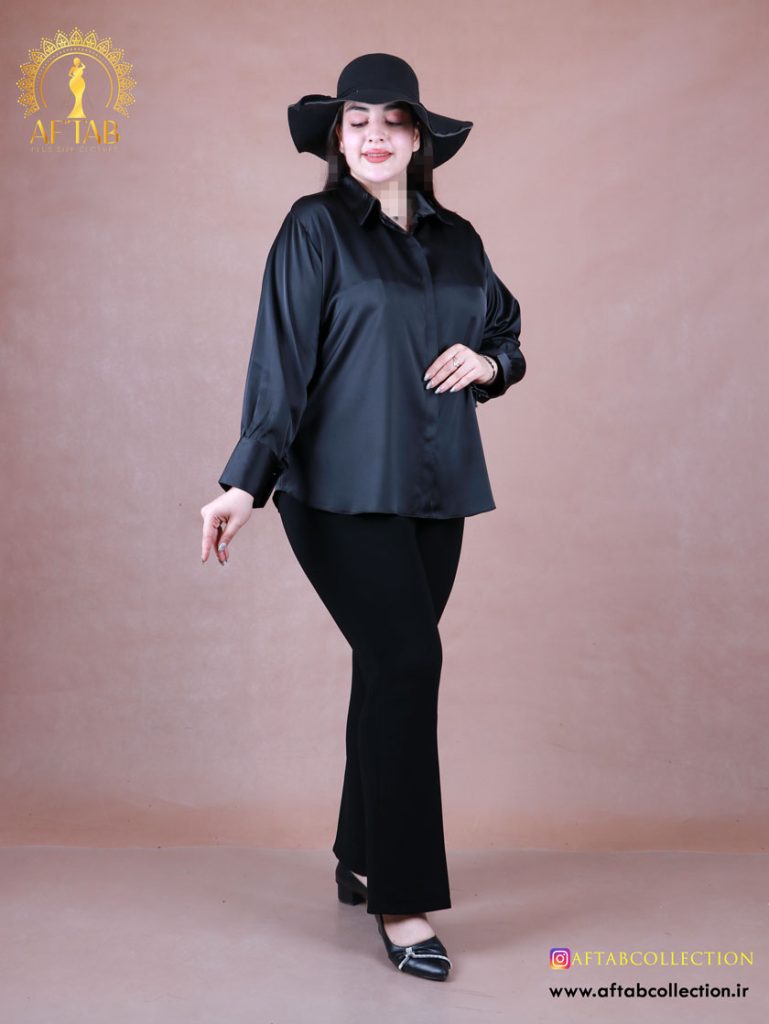 شومیز ساتن زارا دو دکمه سایزبزرگ