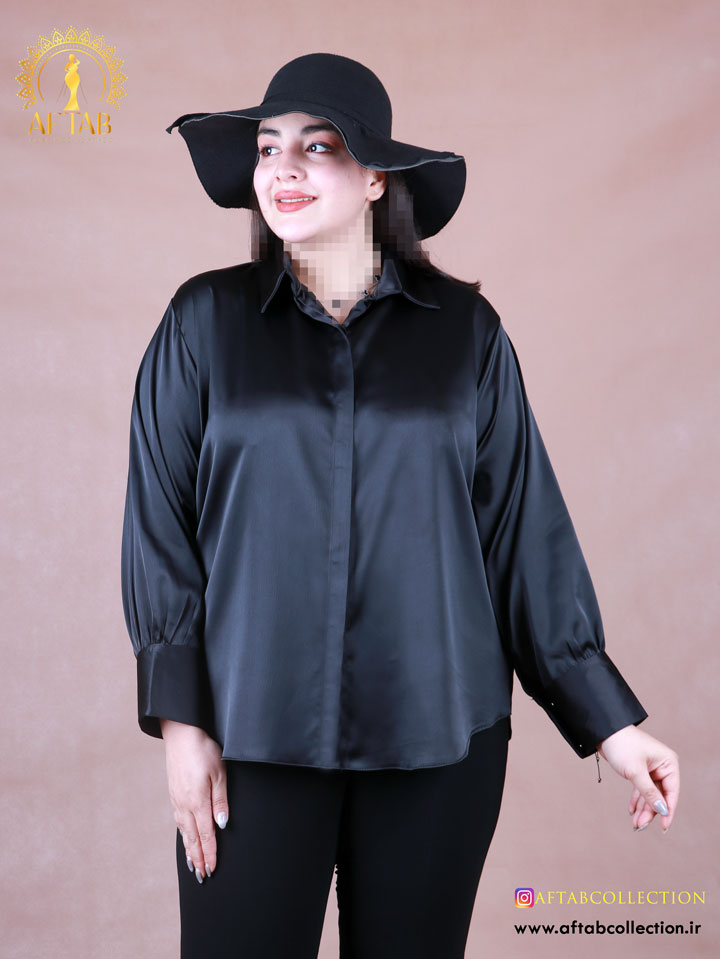 شومیز ساتن زارا دو دکمه سایزبزرگ