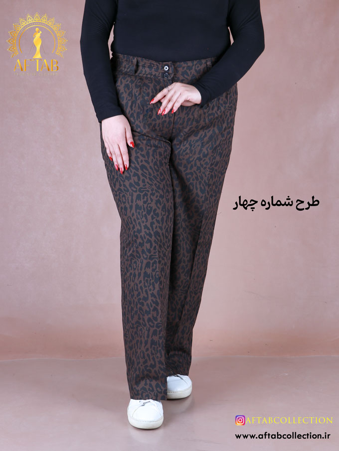 شلوار کتان سیلک پلنگی سایزبزرگ