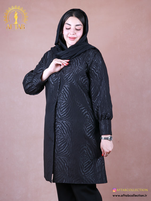 مانتو ژاکارد آستین پفکی سایزبزرگ
