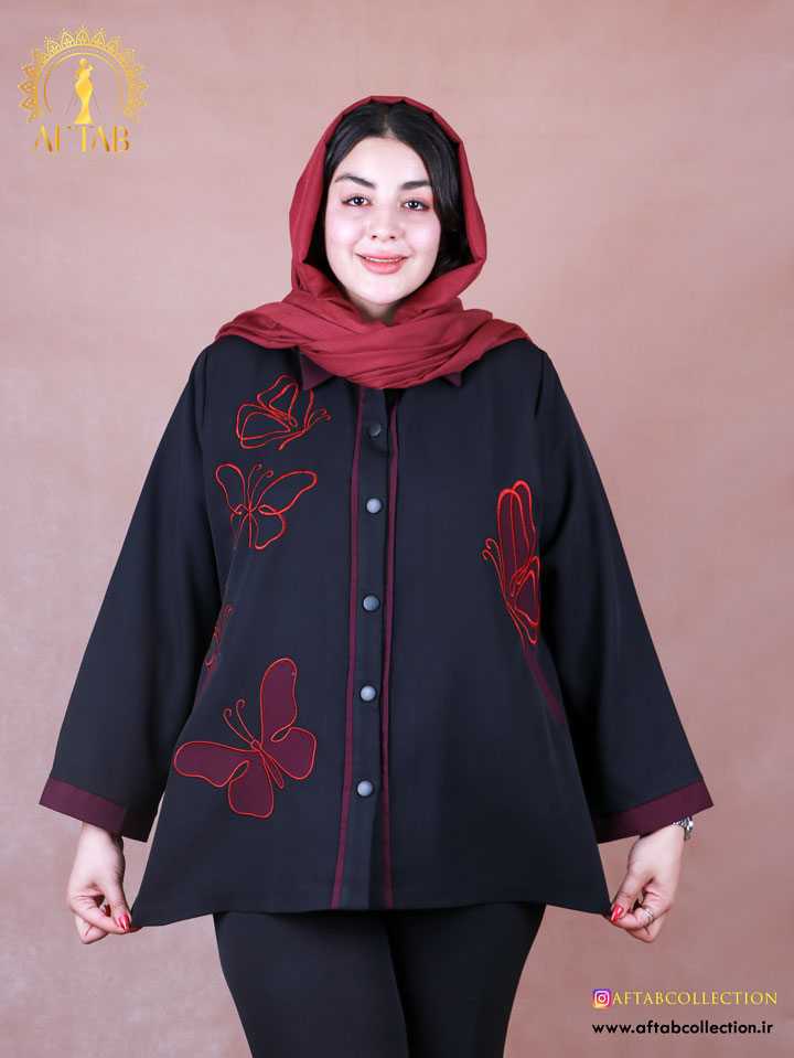 مانتو گلدوزی پروانه سایزبزرگ